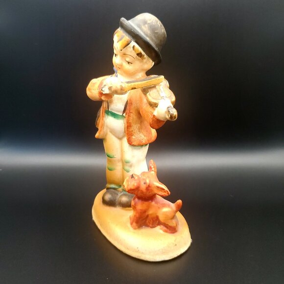 Hummel Style Figurine Fiddler Boy w/ Dog Vintage Japan Collectible Hand Painted - Picture 2 of 6